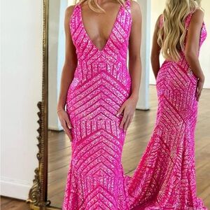 Pink prom dress pageant gown